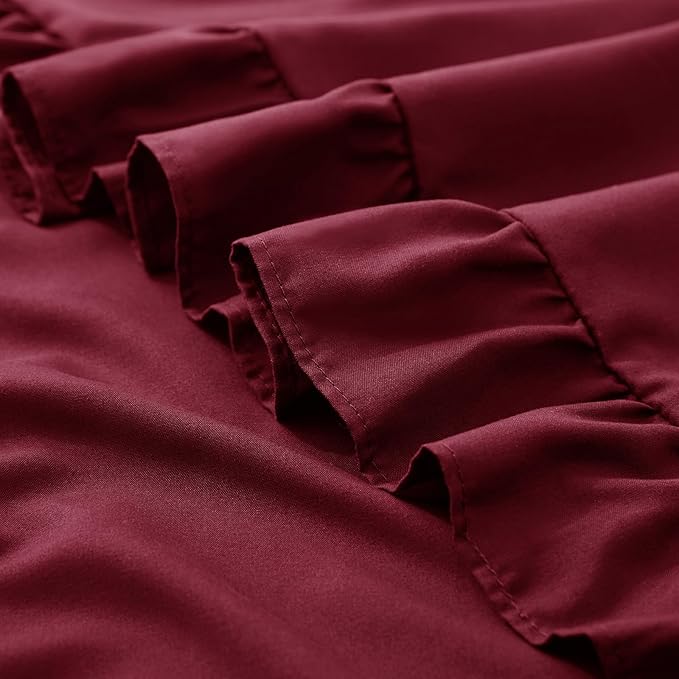 KKJIAF Ruffle Pillow Cases 24x24 Inches, Burgundy Square Ruffled Pillow Covers - Image 7