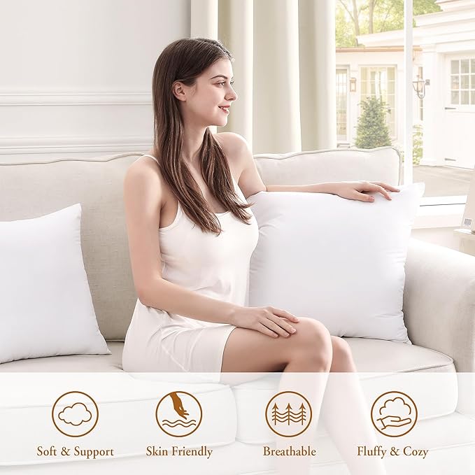 puredown® 14x14 Pillow Inserts, 2 Pack Fluffy Soft Throw Pillow Inserts Filled - Image 5