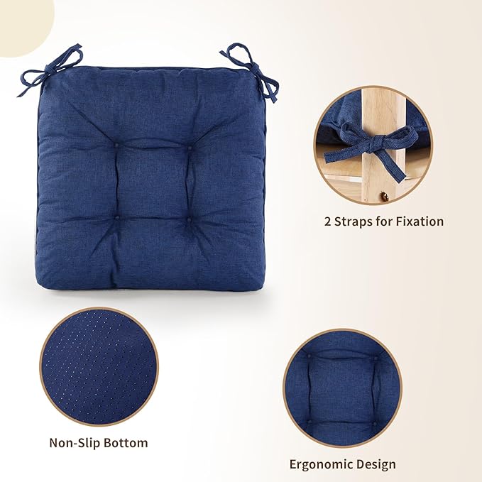 Chair Cushions for Dining Chairs, Tufted Foam Kitchen Chair, Non-Slip Seat - Image 3