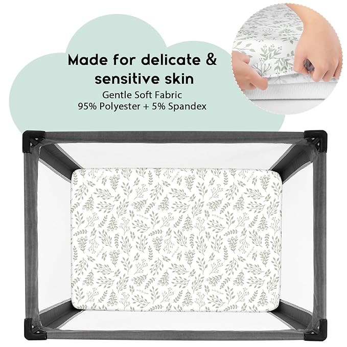 Yoofoss Pack and Play Sheets Fitted, Mini Crib Sheets 2-Pack - Image 2