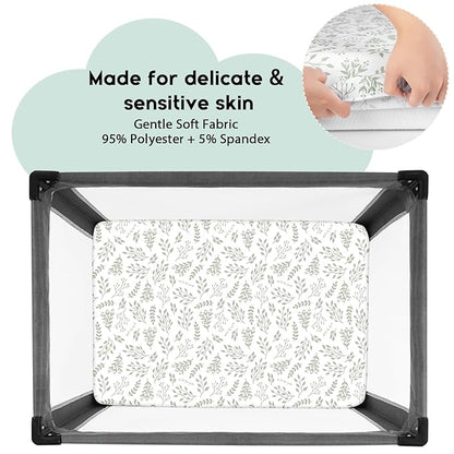 Yoofoss Pack and Play Sheets Fitted, Mini Crib Sheets 2-Pack - Image 2