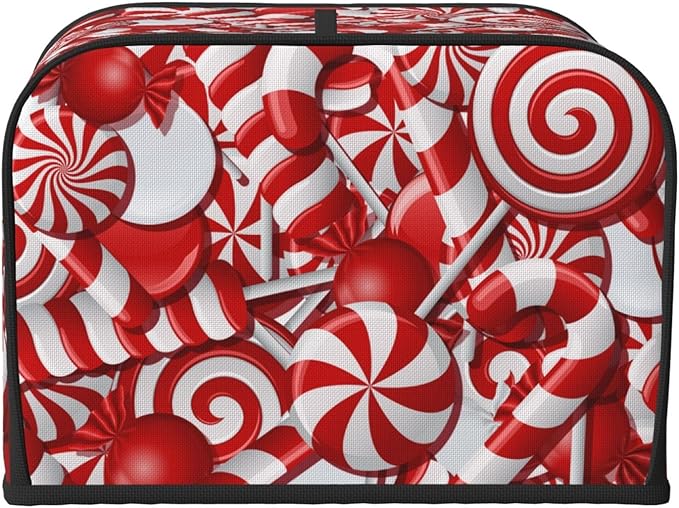 Red And White Christmas Candy Canes 4 Slice Toaster Cover, Waterproof Toaster - Image 3