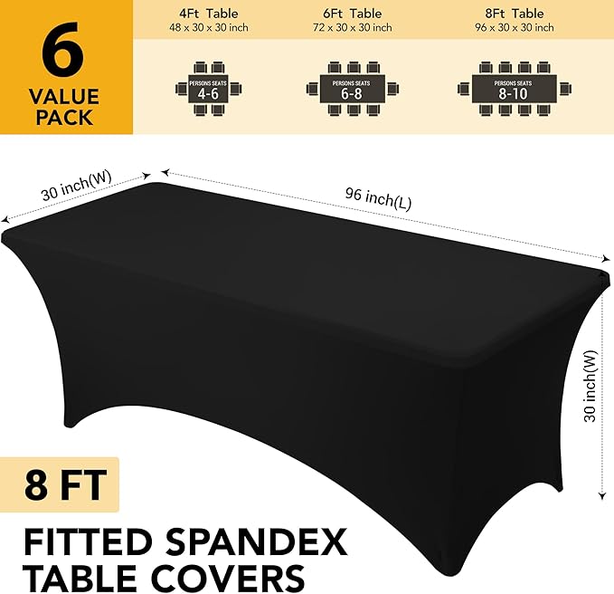 6-Pack Premium Black Spandex Tablecloths - Image 6