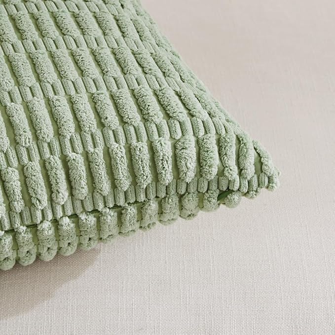 Fancy Homi 4 Packs Sage Green Decorative Throw Pillow Covers 16x24 Inch - Image 4