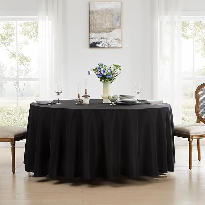 Round Tablecloth 8 Pack 108 Inch Black Tablecloths Washable Decorative Linen - Image 7