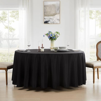 Round Tablecloth 6 Pack 120 Inch Black Tablecloths Washable Decorative Linen - Image 7