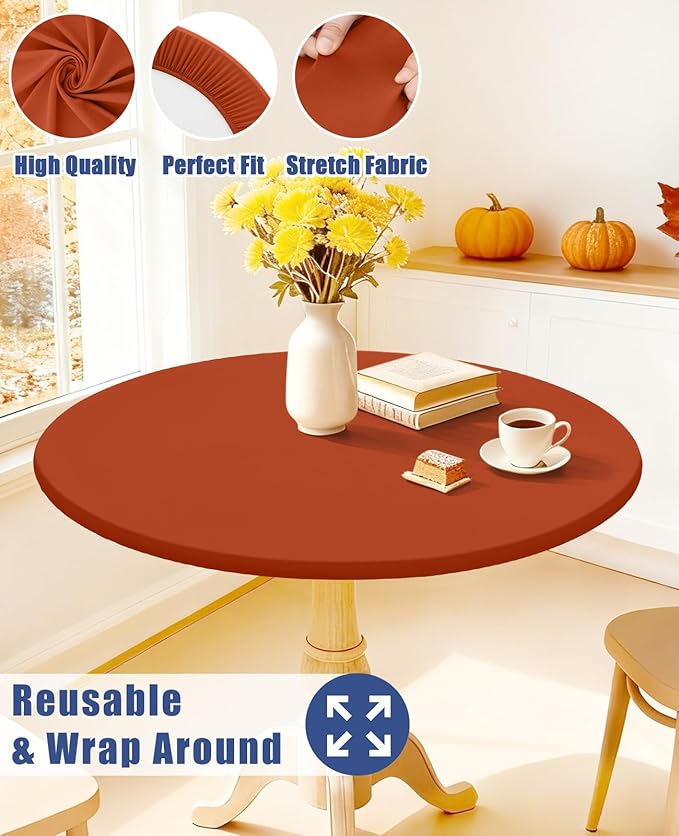 Round Spandex Thanksgiving Tablecloth, Elastic Fitted Waterproof Tablecloths - Image 5