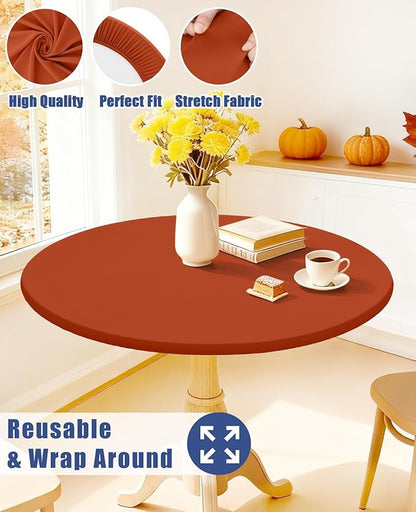 Round Spandex Thanksgiving Tablecloth, Elastic Fitted Waterproof Tablecloths - Image 5
