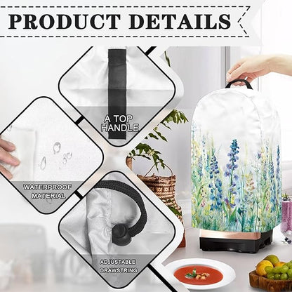 Blue Green Floral Coffee Machine Dust Cover Appliance Dust Covers Anti - Image 5