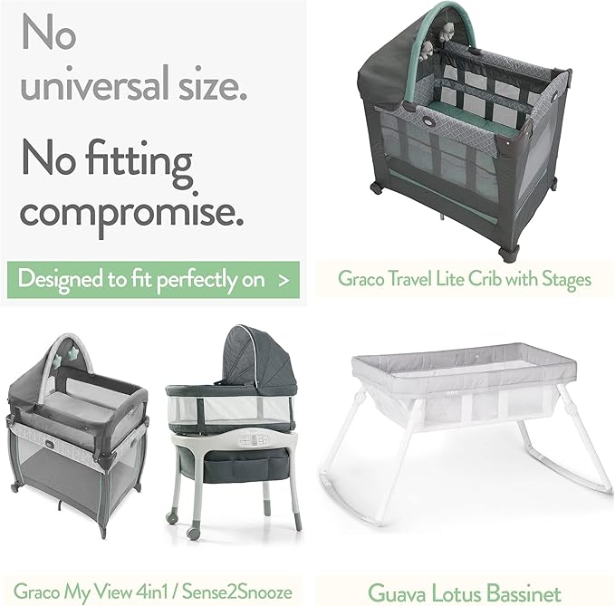 Bassinet Sheets 20x30 Inch for Graco Travel Lite Crib, Sense2Snooze, My View 4 - Image 2