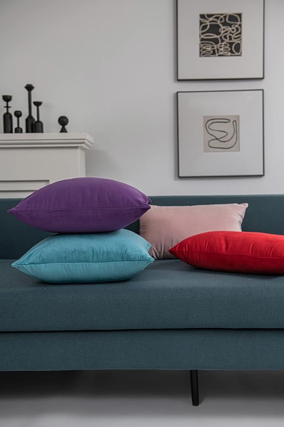 22x22 Throw Pillow Cases Purple: 2 Pack Cozy Soft Velvet Square Decorative - Image 6