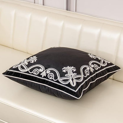Aeckself European Floral Pillow Cover 18x18 Inch, Luxury Velvet Embroidered - Image 3
