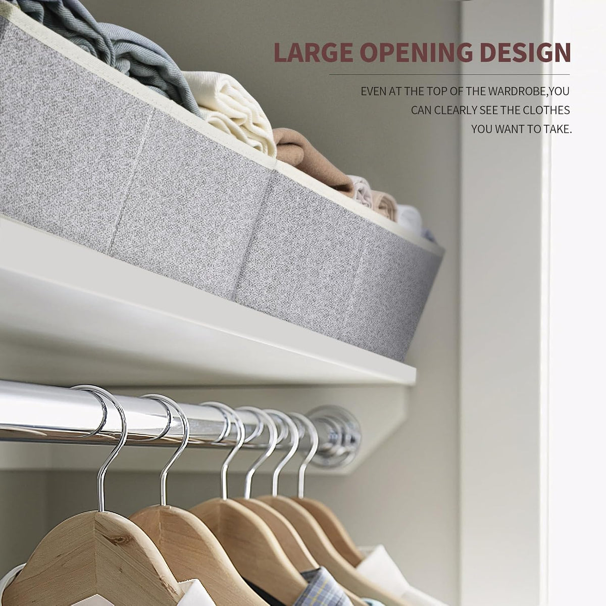 homsorout closet organizers bins 6 packs - large, close-up detail