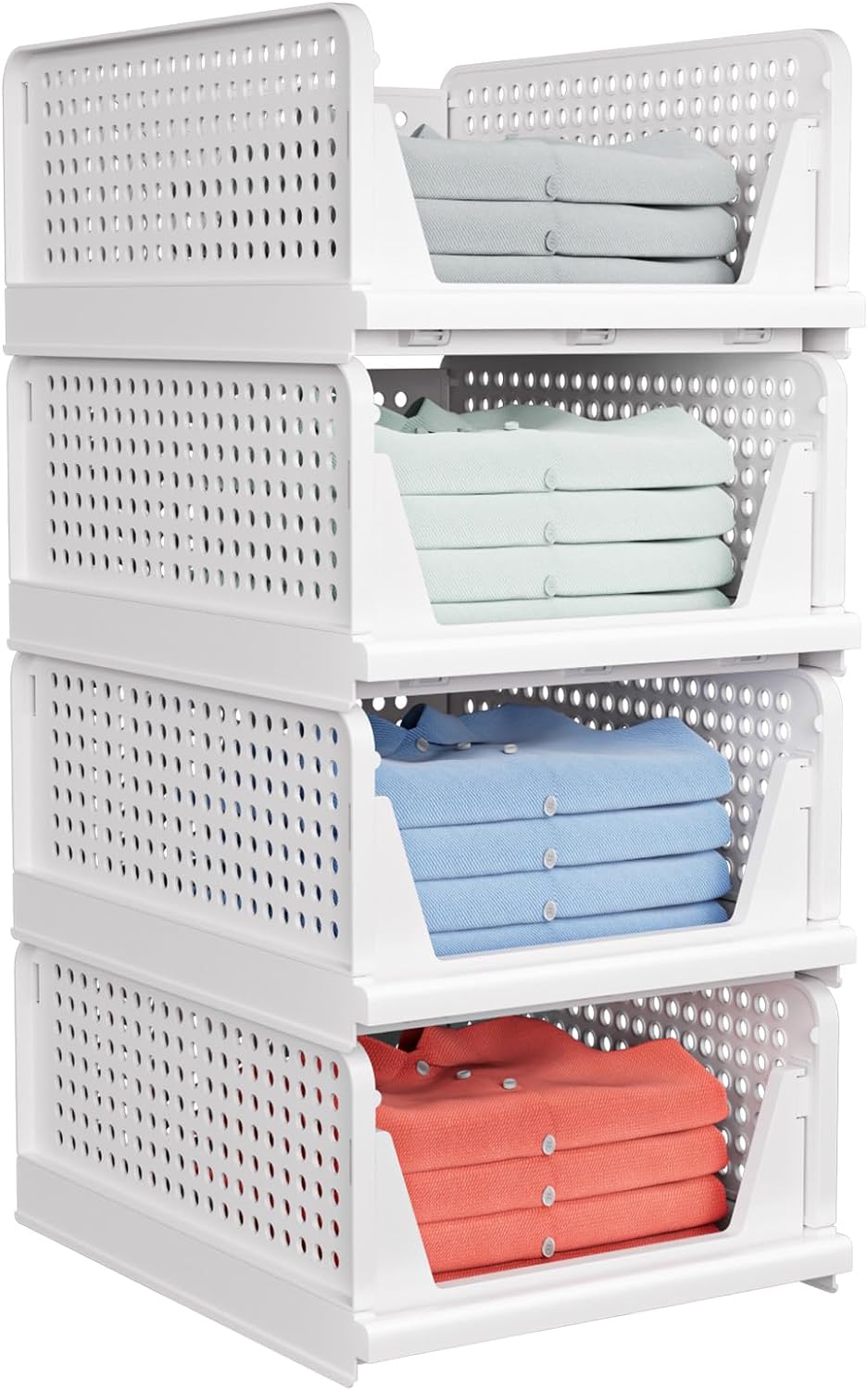 caktraie 4 pack stackable closet storage basket, main product view