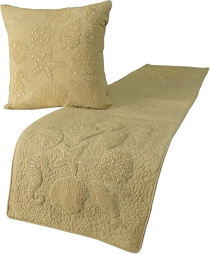 The HomeCentric King Queen Twin Beige Handmade Twin 53"x18" Bed Runner by TheHomeCentric