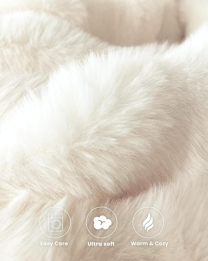 Ultra Soft Cozy Faux Fur Throw Blanket, Fuzzy Plush Thick Bubble Blanket - Image 6