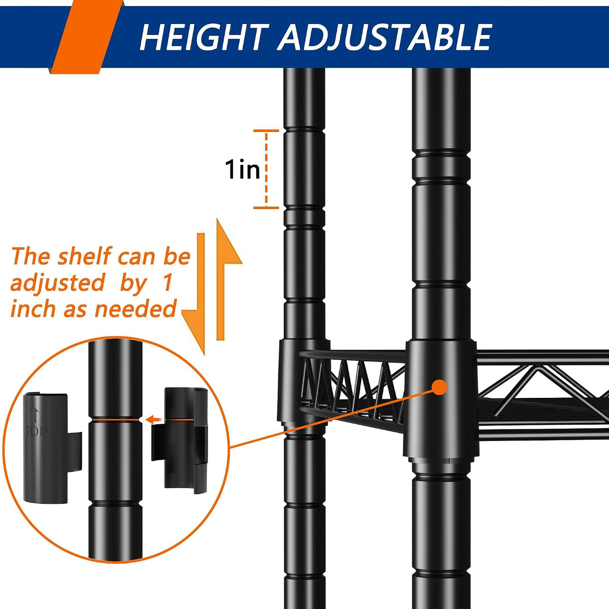regiller 5-wire shelving metal storage rack adjustable shelves,standing showing dimensions