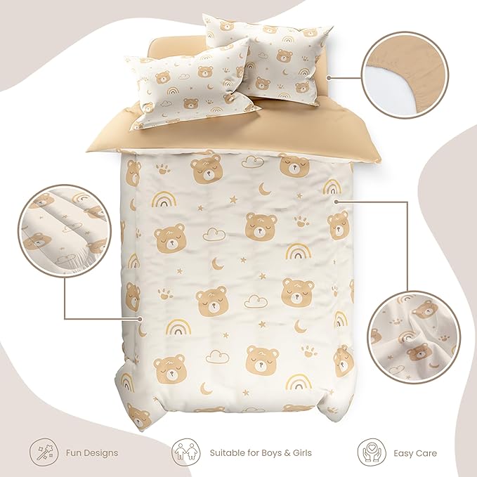 SANDJEST Bear Comforter Set Twin Size 68x86in - Image 2