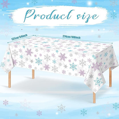 3 Pieces Christmas Snowflake Party Tablecloth Decorations, Plastic Purple and - Image 2