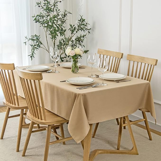 maxmill Slubby Texture Tablecloth Water Resistance Antiwrinkle Spillproof Soft by maxmill