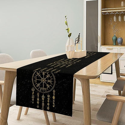 Viking Table Runner, Nordic Symbol Mysterious Aesthetic Table Runner - Image 3