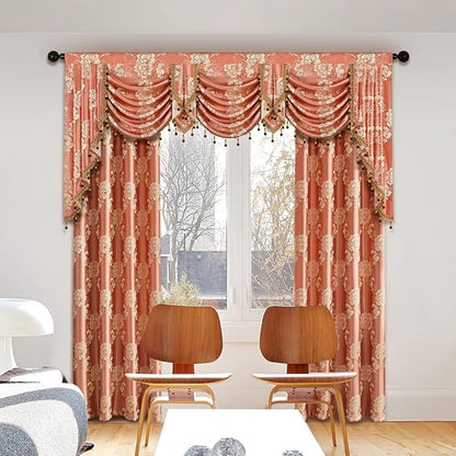 ELKCA Golden Jacquard Swag Waterfall Valance - Image 2