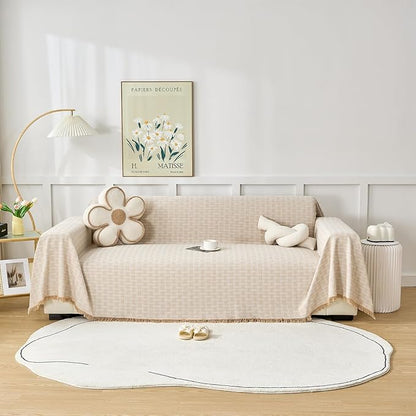Coffee Couch Cover Blanket Cute Geometrical Jacquard Washable Sofa Cover by DMLNN