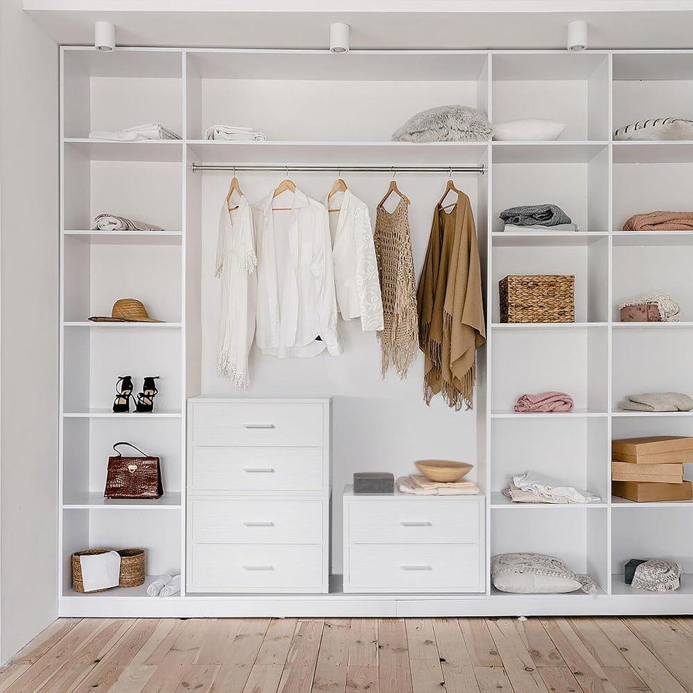 BOLUO Stackable Storage Drawers Closet Organizers and Storage Bins Fabric Whi...