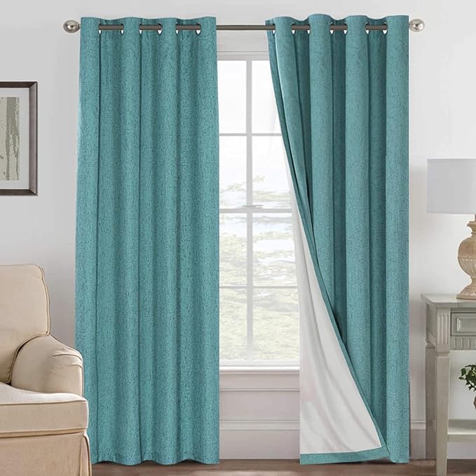 H.VERSAILTEX Linen Blackout Curtains 84 Inches Long 100% Absolutely Blackout by HVERSAILTEX