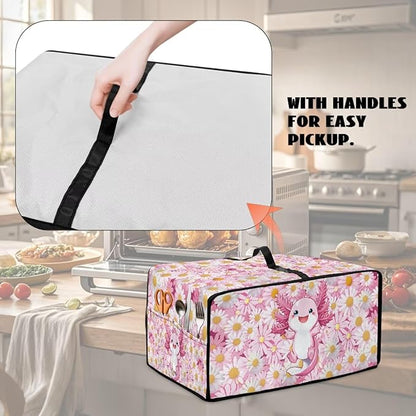 Cute Axolotl Daisy Print Microwave Oven Cover Dust-Proof Microwave Oven Cloth - Image 5
