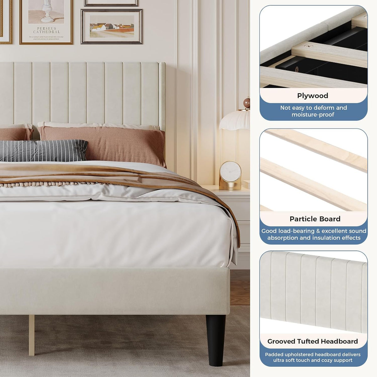 dumos full size velvet bed frame with upholstered, package contents