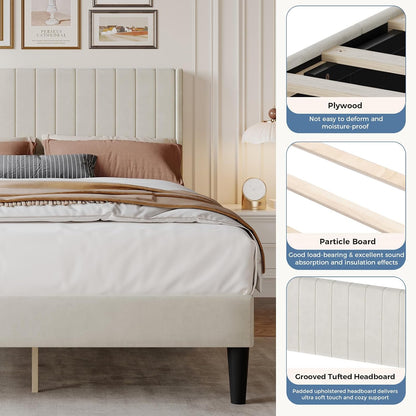dumos full size velvet bed frame with upholstered, package contents