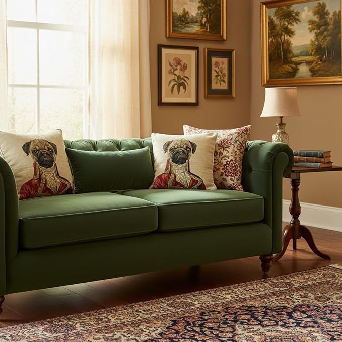 Pug Renaissance Dog Throw Pillow Cover - Image 5