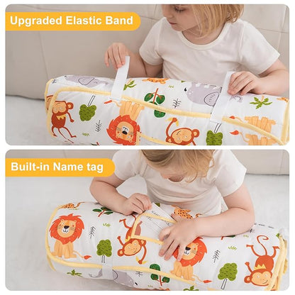 Viviland Toddler Nap Mat with Pillow and Minky Dot Blanket, Rolled Sleeping - Image 3