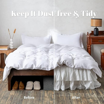 BISELINA White Ruffled Bed Skirt 22-Inch Tailored Drop Cotton Voile Dust Ruffle - Image 4