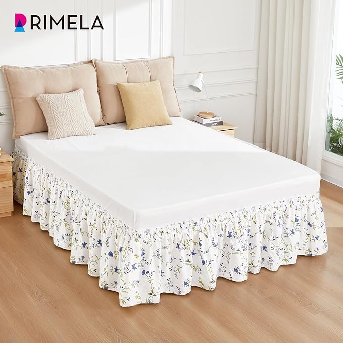 RIMELA Sweet Blueberry Bed Skirt Queen Size 15 Inch Drop, Elastic Bed Skirting - Image 2
