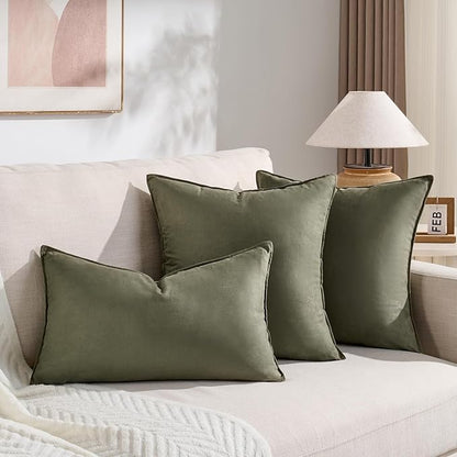 Fancy Homi 2 Packs Olive Green Decorative Throw Pillow Covers 18x18 inch - Image 5