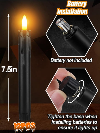 Alphatool 12 Pcs Black Halloween Flameless Candles with Timer