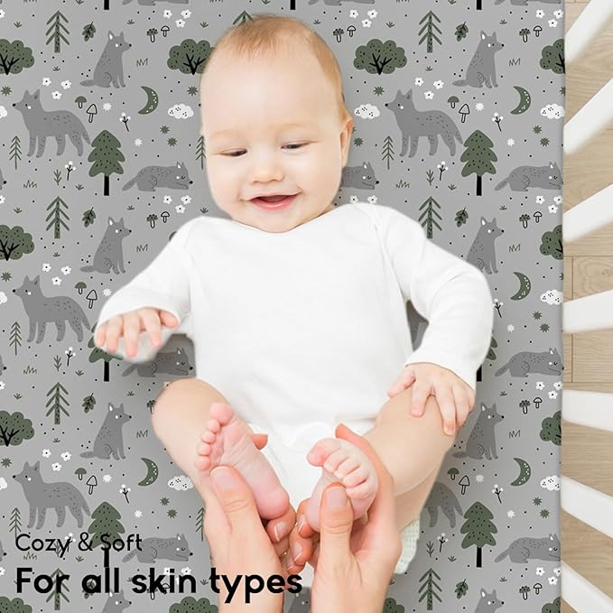 Yoofoss Pack and Play Sheets Fitted, Mini Crib Sheets 2-Pack - Image 4