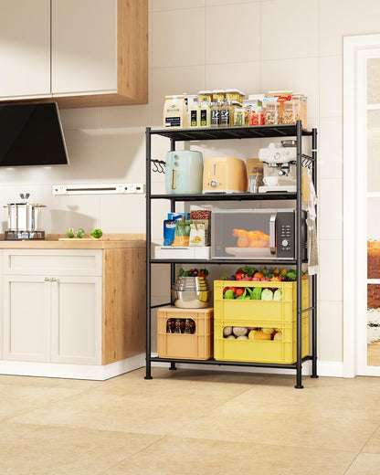 sakugi 4-tier storage shelves with 6 hooks, 33.2", view 9