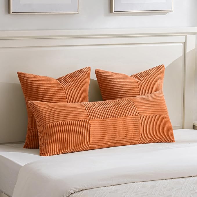 Fancy Homi 2 Packs Burnt Orange Big Decorative Throw Pillow Covers 24x24 Inch - Image 5