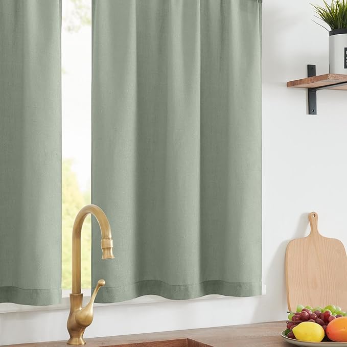 jinchan Linen Textured Tier Curtains 24 Inch - Image 8