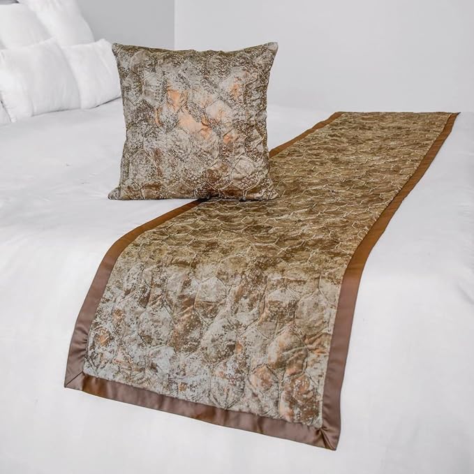 The HomeCentric King/Queen/Twin Copper Designer Twin 53"x18" Bed Runner Without - Image 4