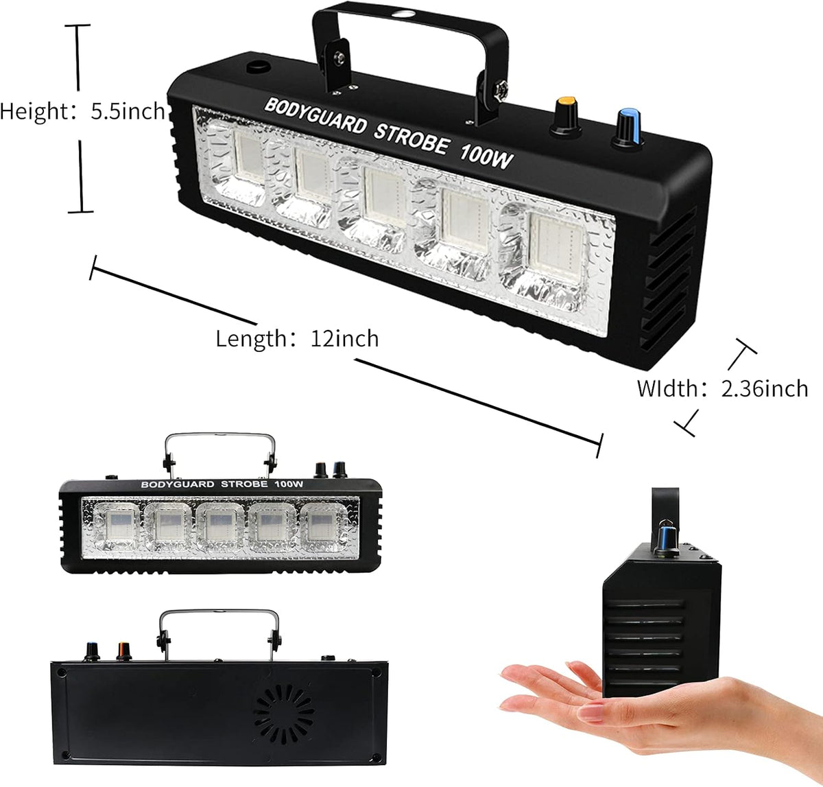 Strobe Stage Lights Sound Activated, 100W RGB LED Strobe Light, Halloween Light Effect with Remote Control, Professional DJ Party Lights for Banquet Host