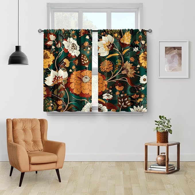 Aimego Boho Floral Kitchen Curtains - Image 2