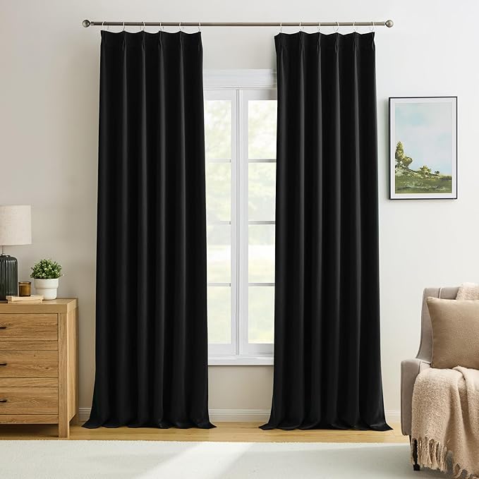 KEQIAOSUOCAI Pinch Pleated Blackout Curtains 92 Inch Long 2 Panels by KEQIAOSUOCAI