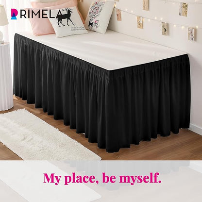 RIMELA Dorm Bed Skirt Twin XL 25 Inch Drop, Extra Long Wrap Around Elastic Bed - Image 3