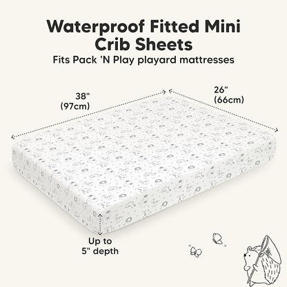 2-Pack Waterproof Pack and Play Sheets, Mini Crib Sheets Fitted - Image 3