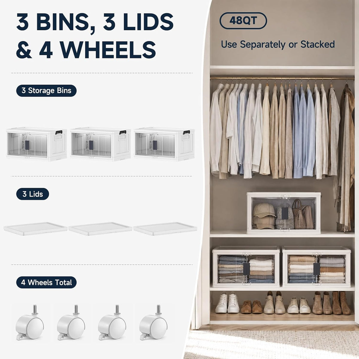 olarhike 144qt storage bins with lids for closets, view 9