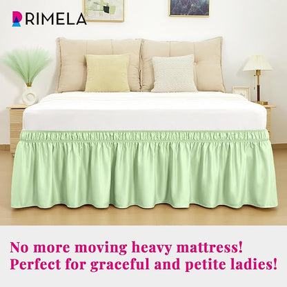 RIMELA Bed Skirt Queen Size Baby Green 15 Inch Drop, Wrap Around Elastic - Image 2